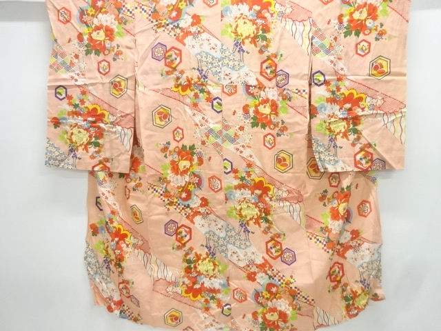 JAPANESE KIMONO / ANTIQUE HITOE JUBAN / SILK / MON KINSHA / WOVEN FLOWER